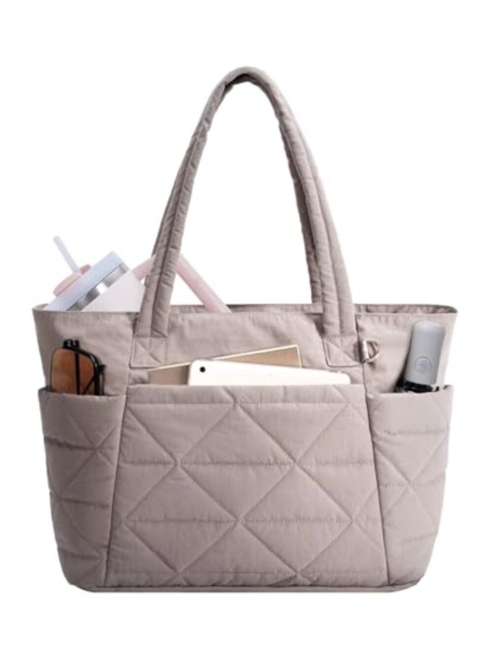 Quilted Puffer Tote Bag Lightweight 20L Work Travel Fits 15.6 Laptop